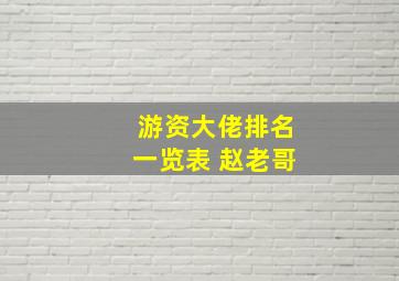 游资大佬排名一览表 赵老哥